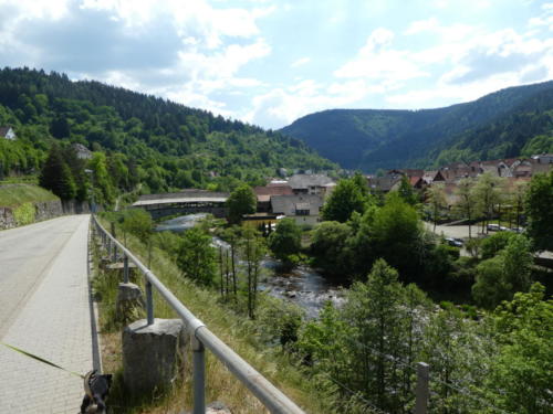 Blick zur alten Holzbrücke in Forbach