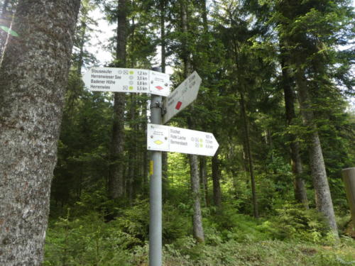 Wegweiser an der Wegscheidhütte